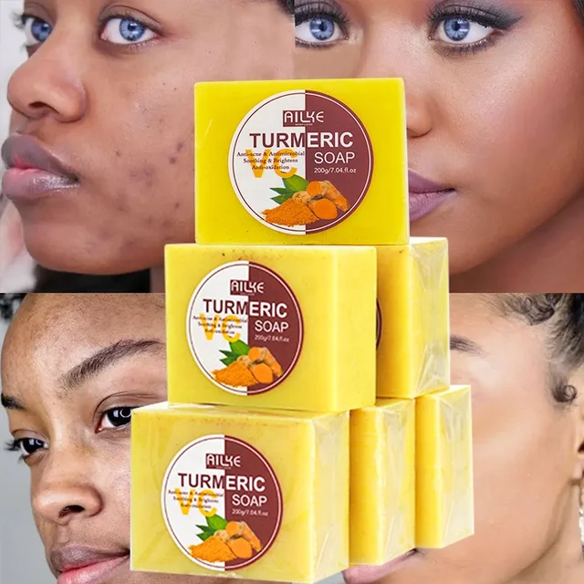 Turmeric Soap Skin Whitening Dark Spots lightening Acne Brightening Turmeric