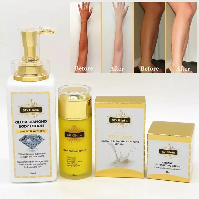 Gluta Diamond body lotion for damaged skin, stretch marks sunburns whitening /brightening the skin set(4pieces)