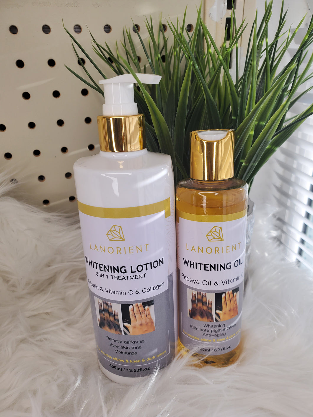 Whitening Oil with papaya and vitamin c for dark spots, knuckle,dull skin, set