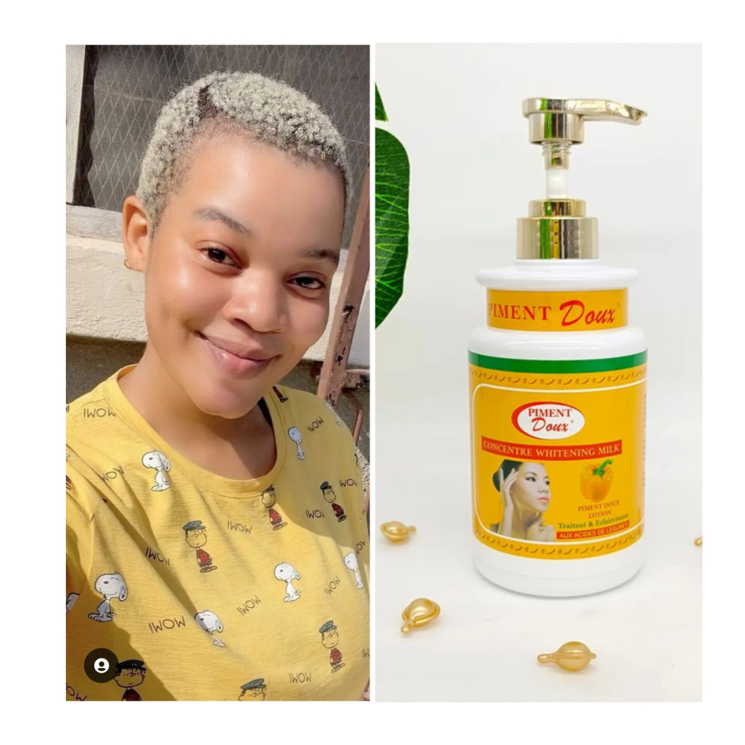 Piment Doux concentre whitening/brightening milk rich in collagen and vitamins helps to get rid of dark spots, pimples even the skin tone t